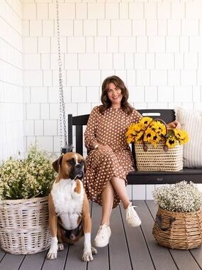 Jillian Harris Brown Polka Dot Midi Dress